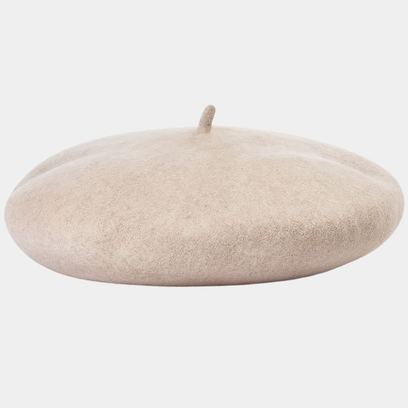 Béret basque large en laine beige