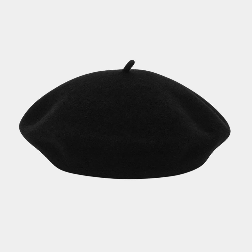 Béret bonnet noir en feutre de laine