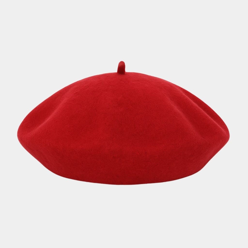 Béret bonnet rouge en feutre de laine