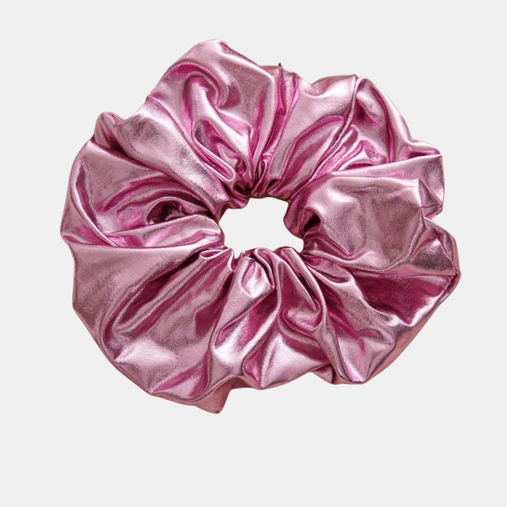 Chouchou Cheveux En Satin Rose/Blanc - Élastique Scrunchie, Fabriqué En France