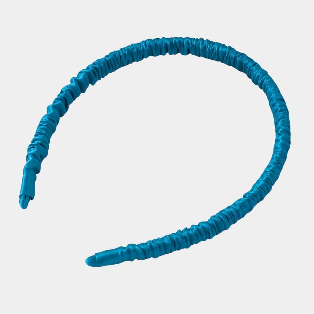 Serre-tête fin bleu en soie