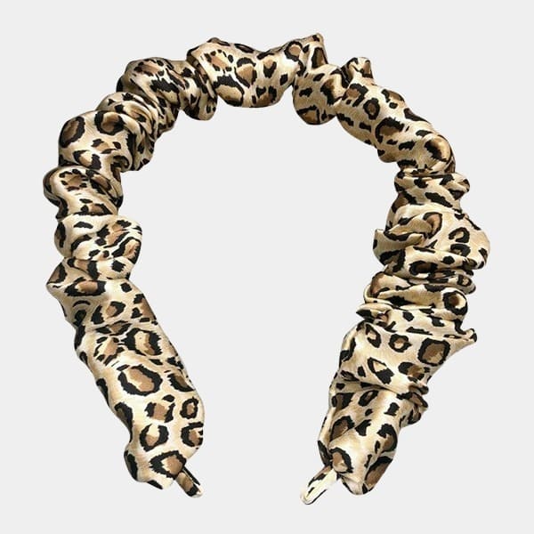 Serre-tête plissé léopard en soie