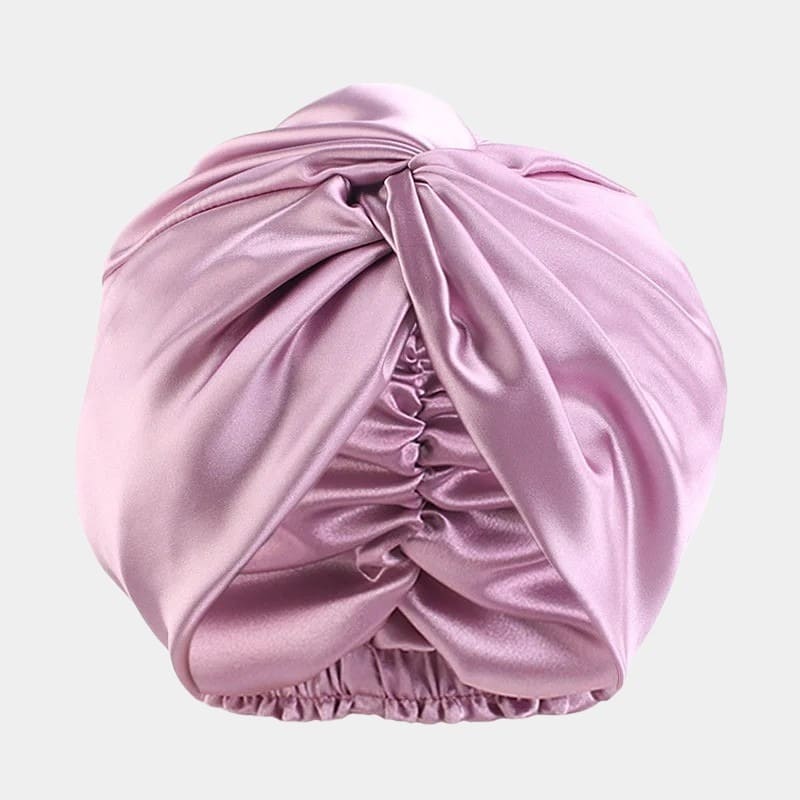 Turban en satin rose lavande