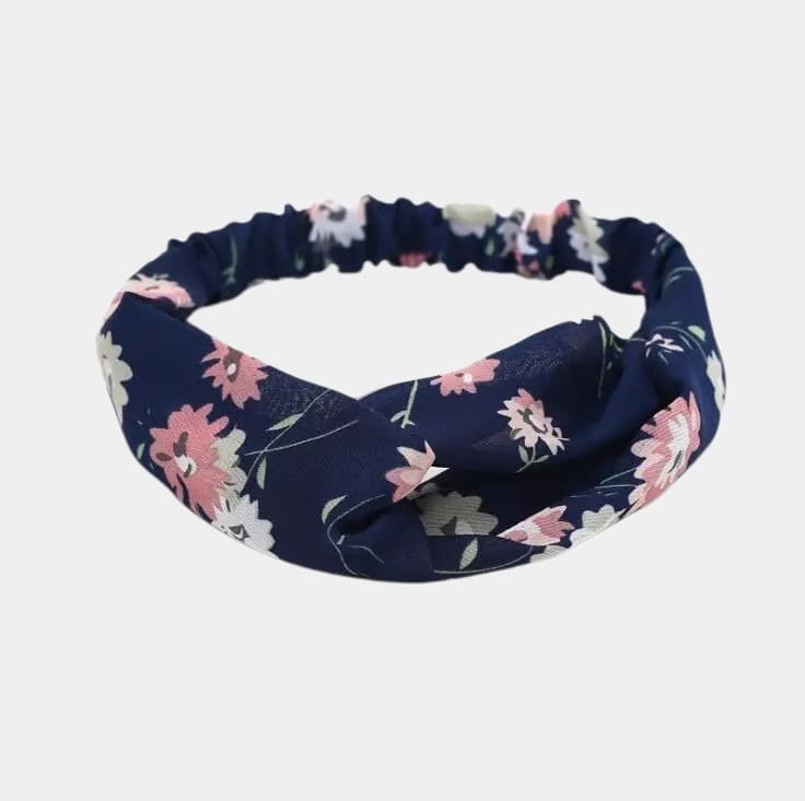 Bandeau fleuri bleu marine