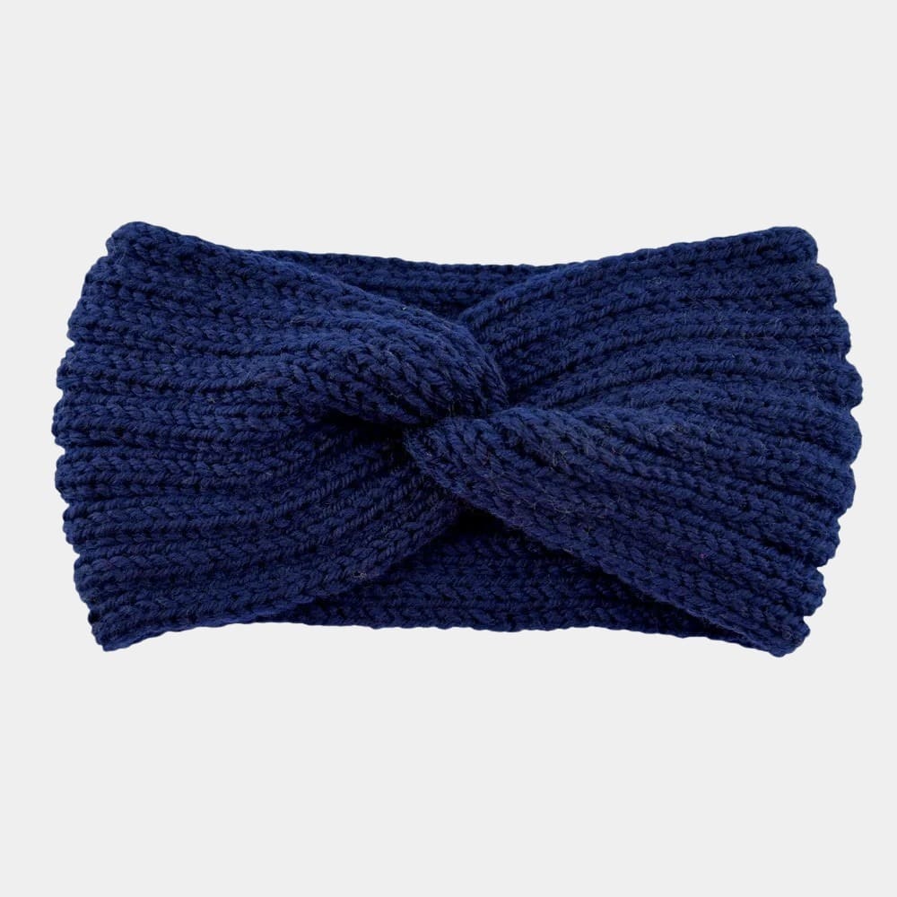 Bandeau en laine bleu marine uni