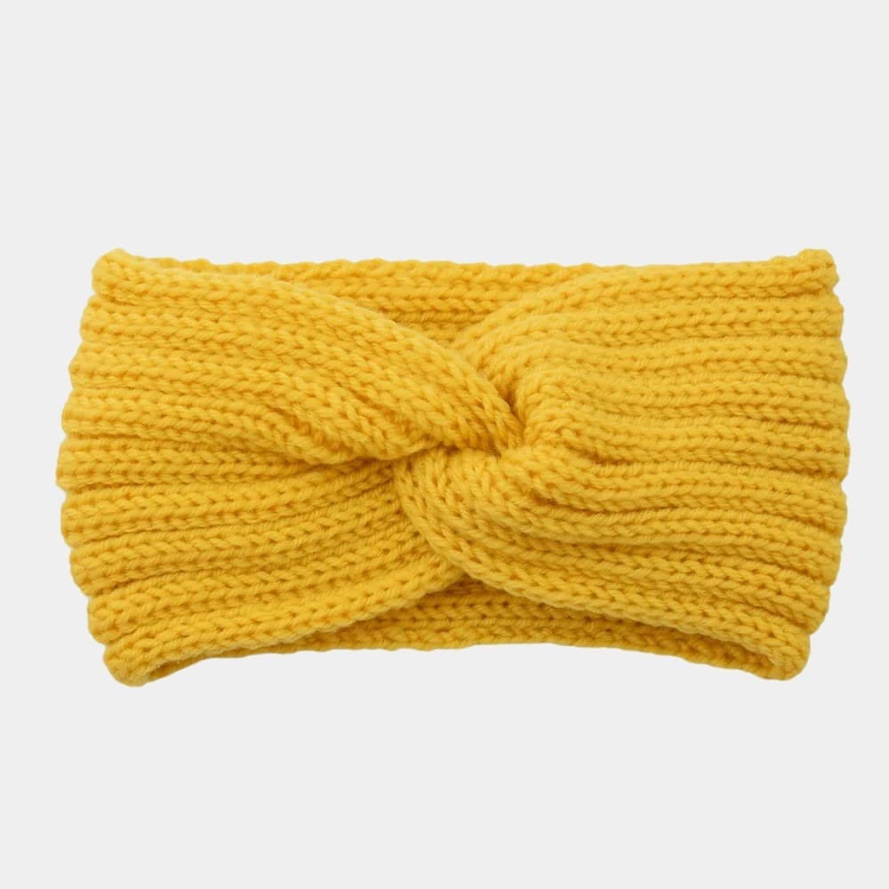 Bandeau en laine jaune uni