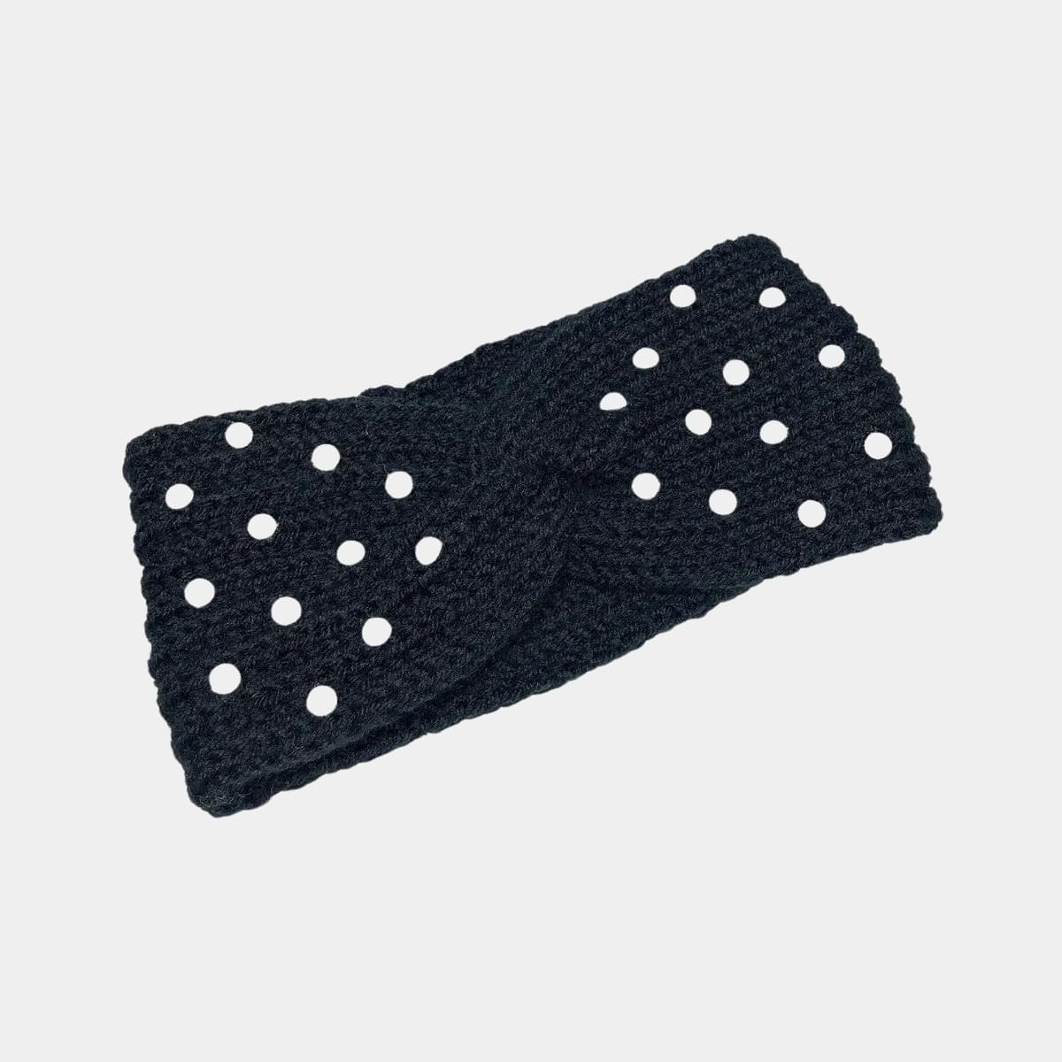 Bandeau en laine noir avec perles