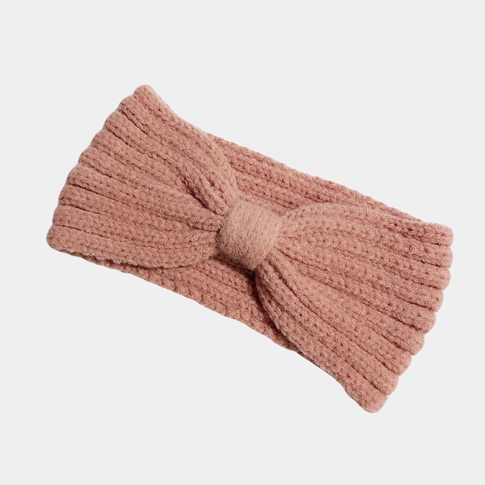 Bandeau en laine rose ancien avec nœud