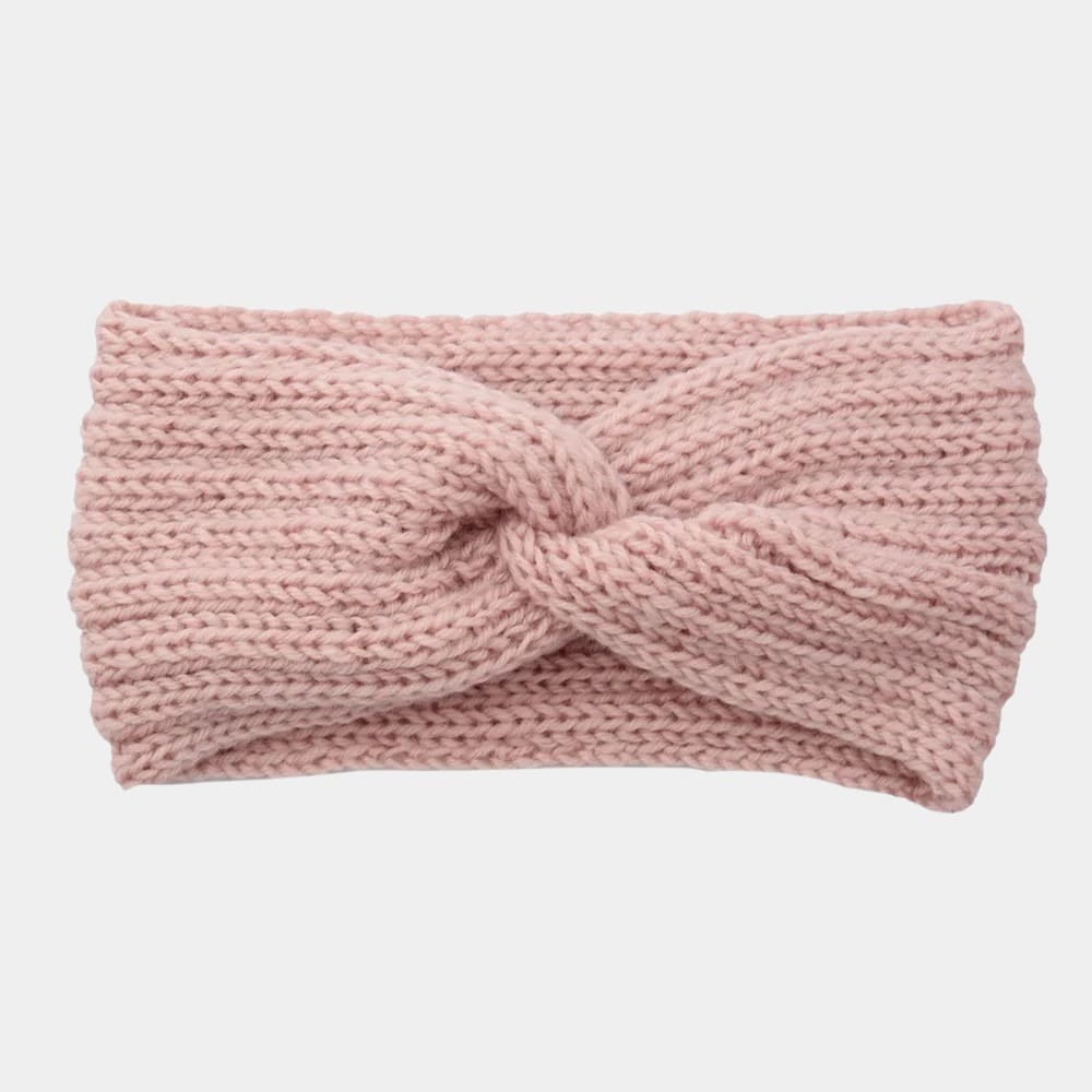 Bandeau en laine rose pâle uni