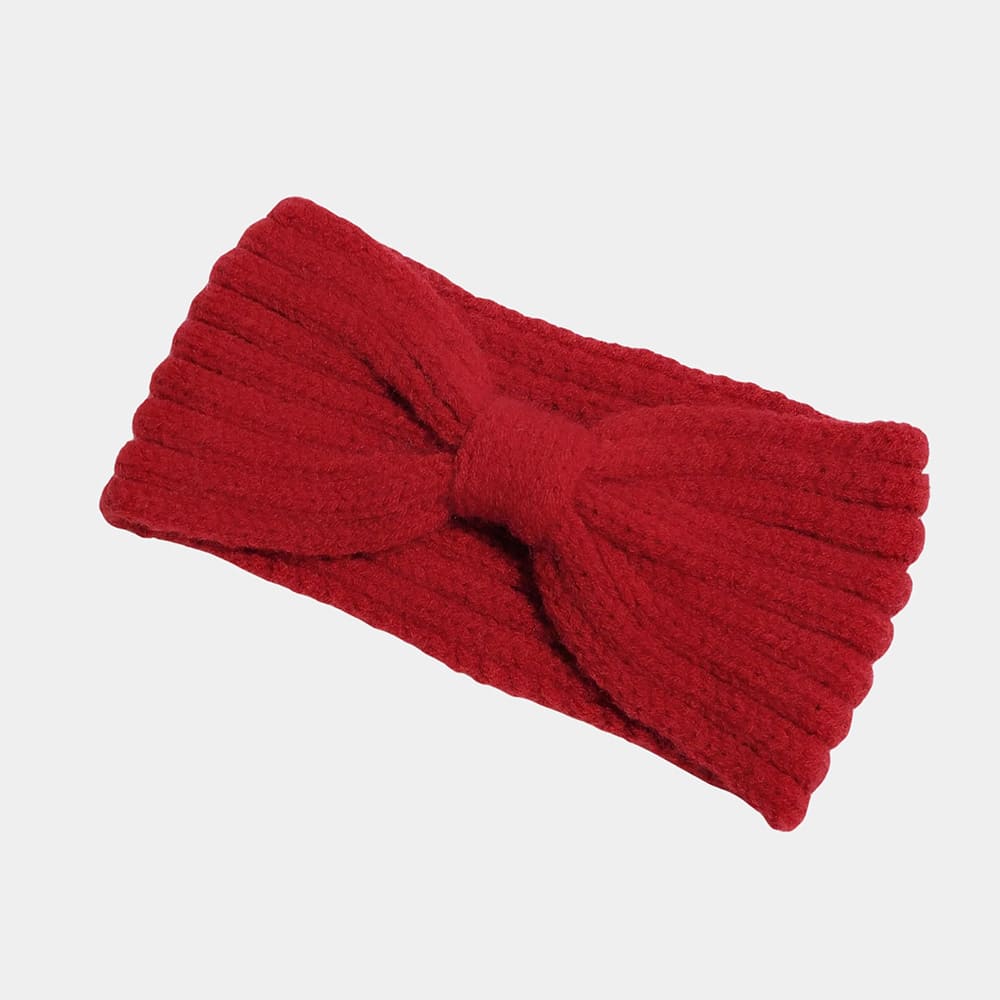 Bandeau en laine rouge avec nœud
