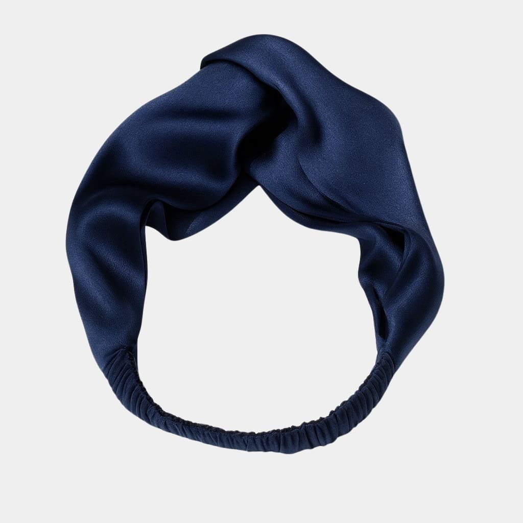 Bandeau en soie bleu marine
