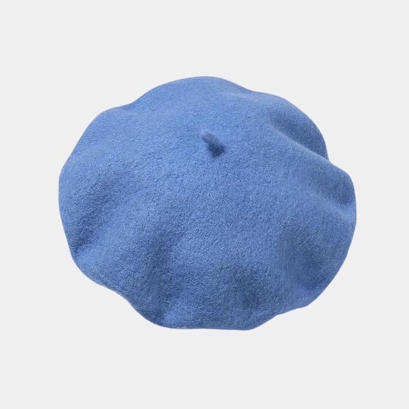 Béret bonnet bleu en feutre de laine