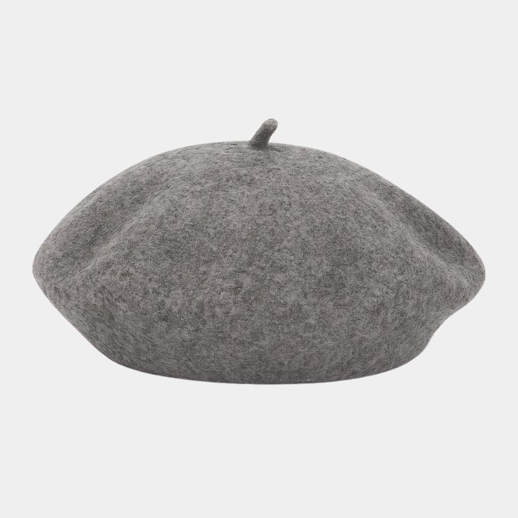 Béret bonnet gris chiné en feutre de laine