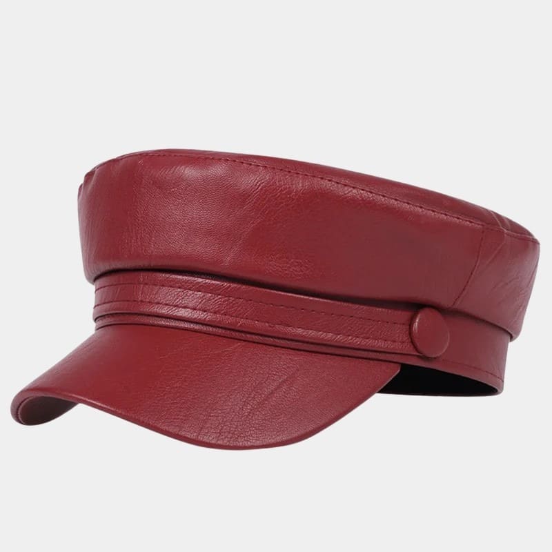 Béret casquette bordeaux en cuir
