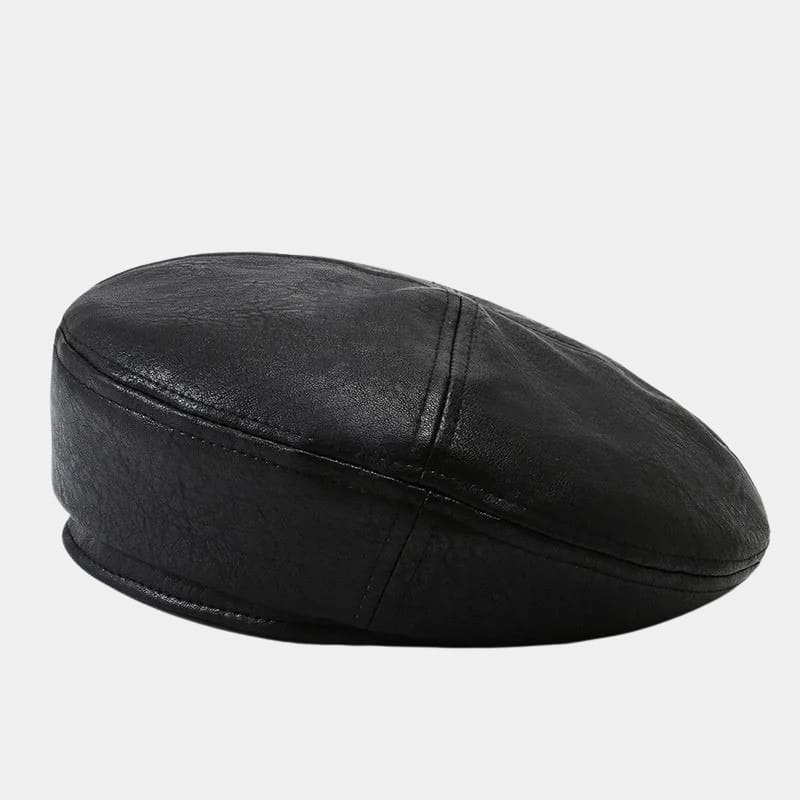 Béret en cuir noir