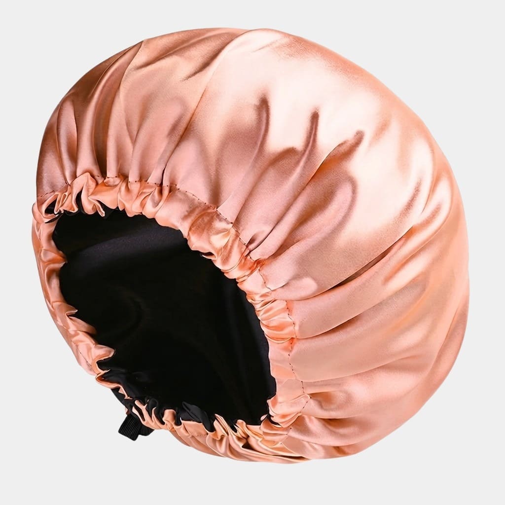 Bonnet doublé en satin orange réversible