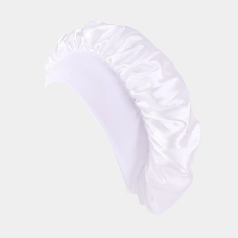 Bonnet de nuit en satin blanc avec bandeau