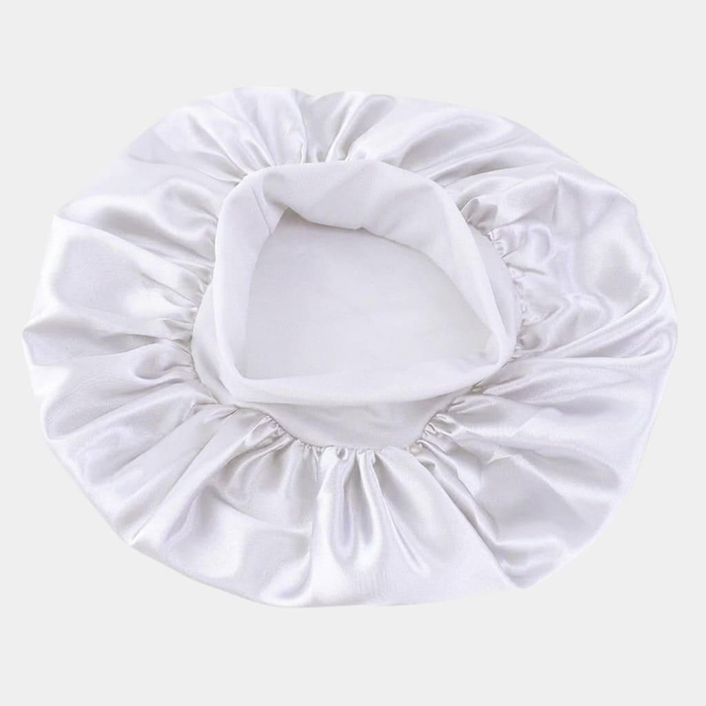 Bonnet de nuit en satin blanc avec bandeau