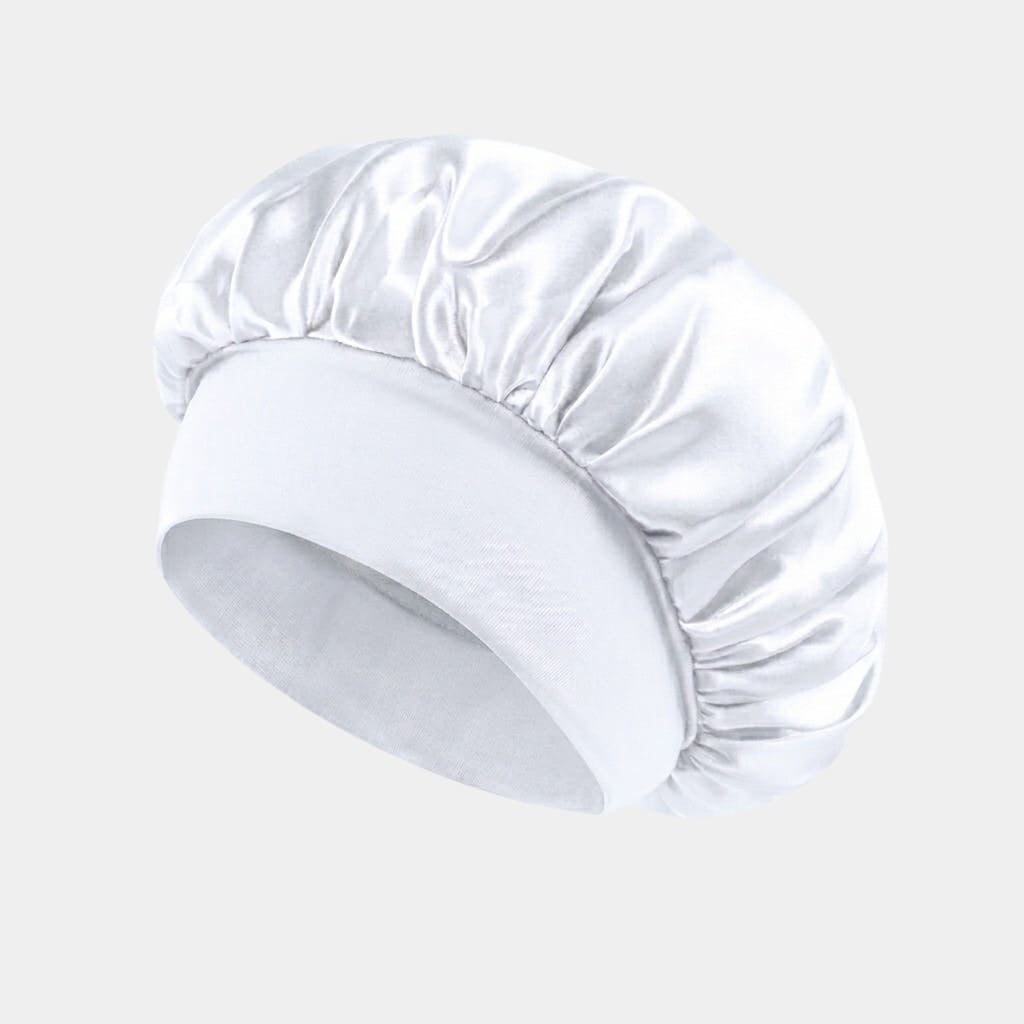 Bonnet de nuit en satin blanc avec bandeau