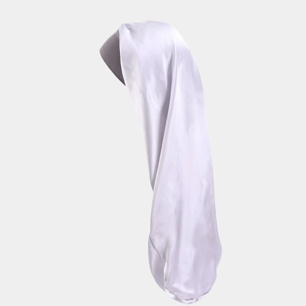 Bonnet de nuit en satin long argenté