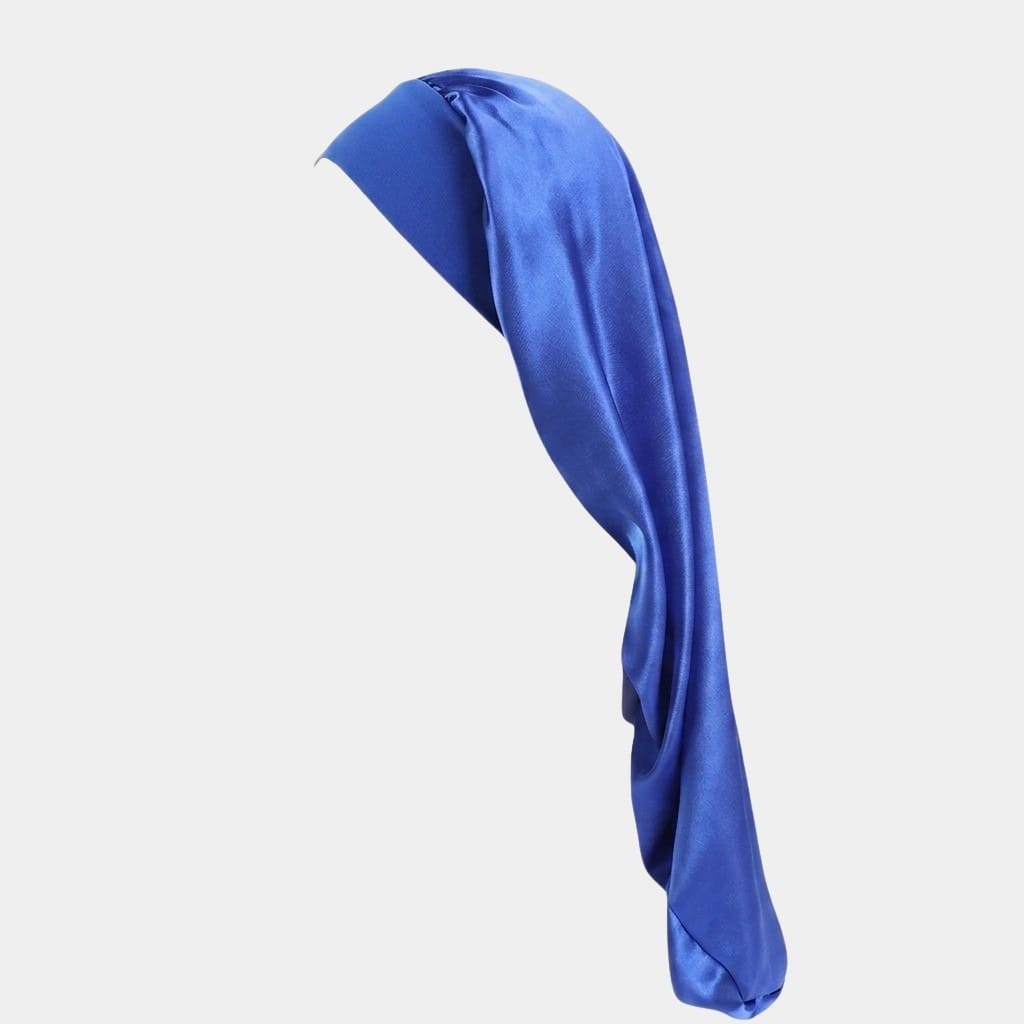 Bonnet de nuit en satin long bleu