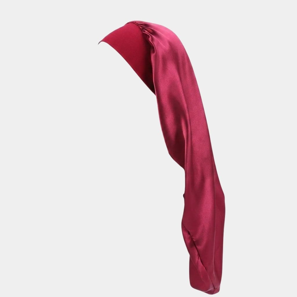 Bonnet de nuit en satin long bordeaux