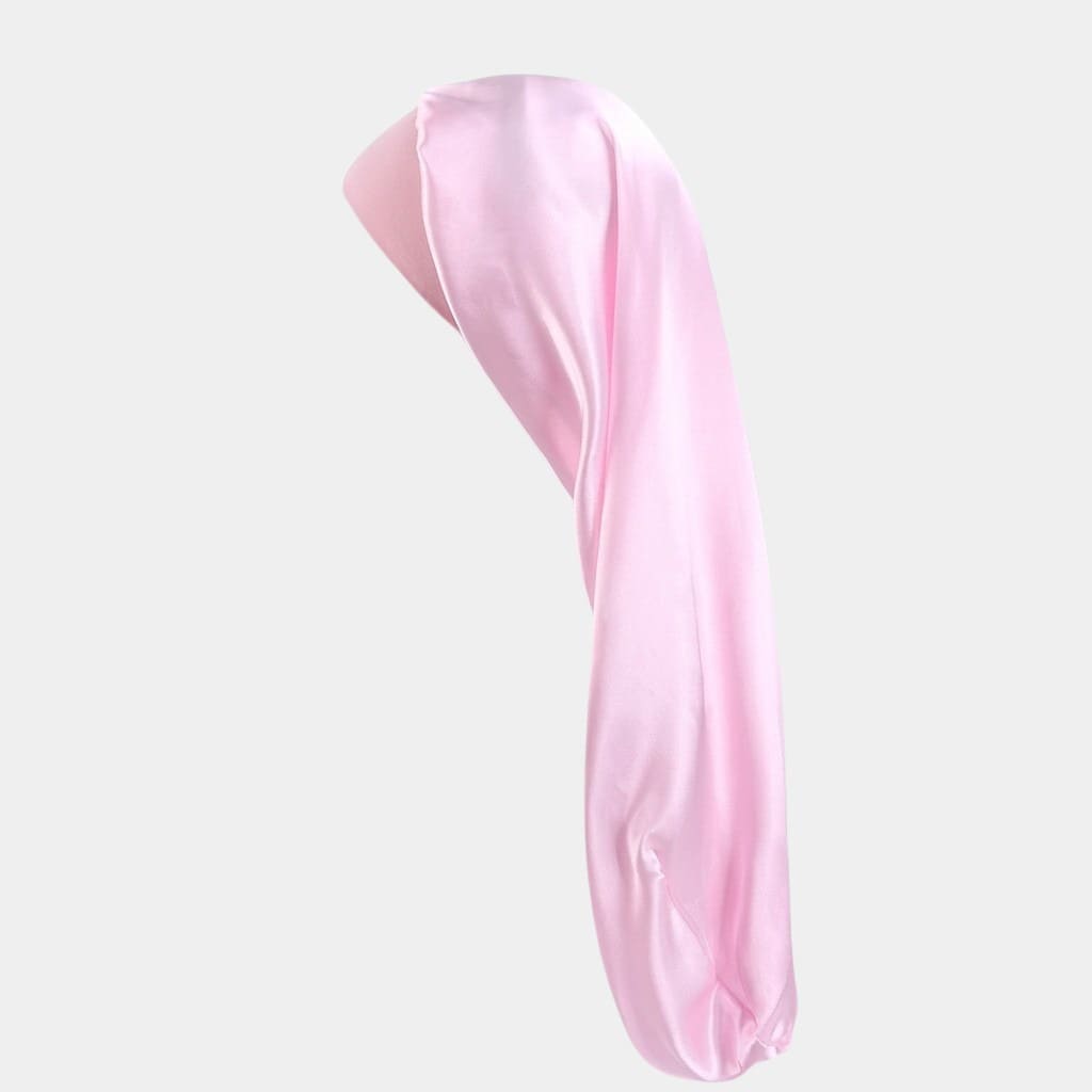 Bonnet de nuit en satin long rose clair
