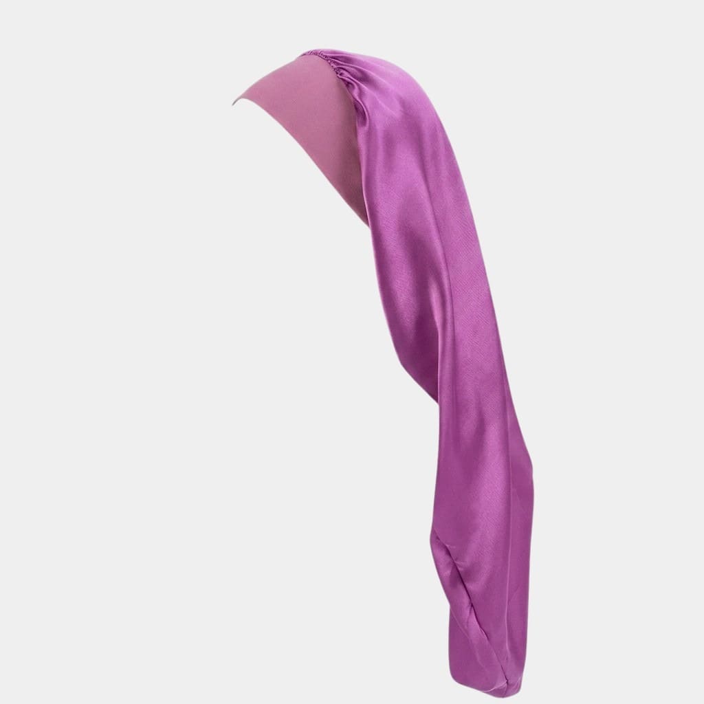 Bonnet de nuit en satin long violet