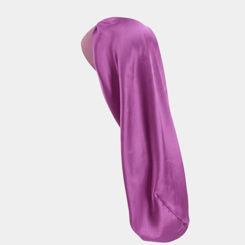 Bonnet de nuit en satin long violet