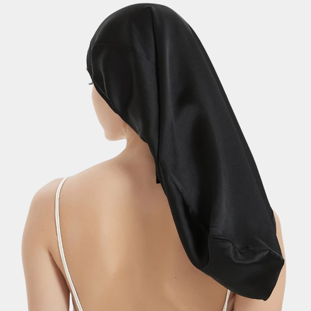 Bonnet de nuit en soie long noir