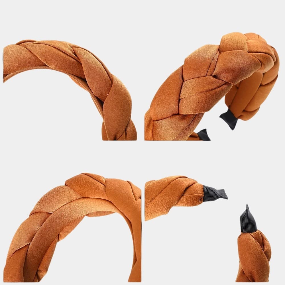 Serre-tête tressé orange large