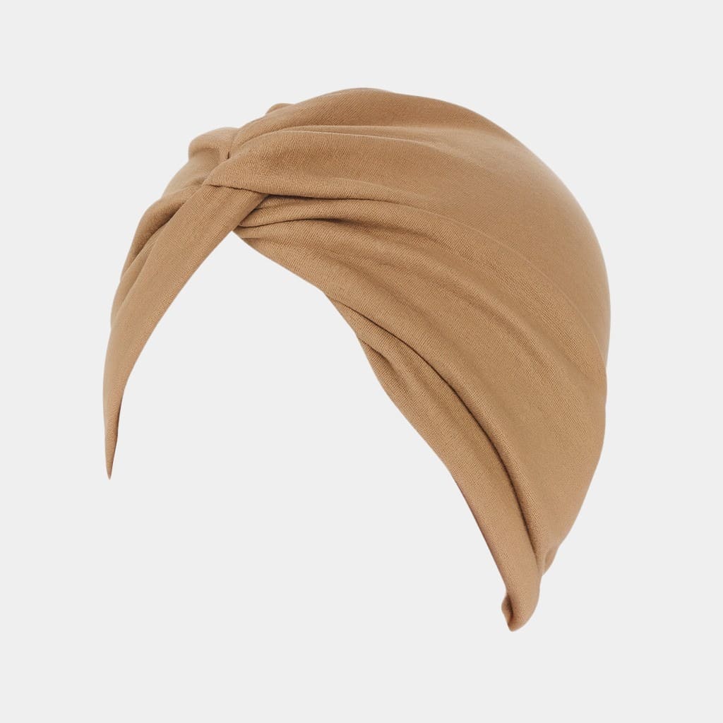 Turban croisé beige foncé